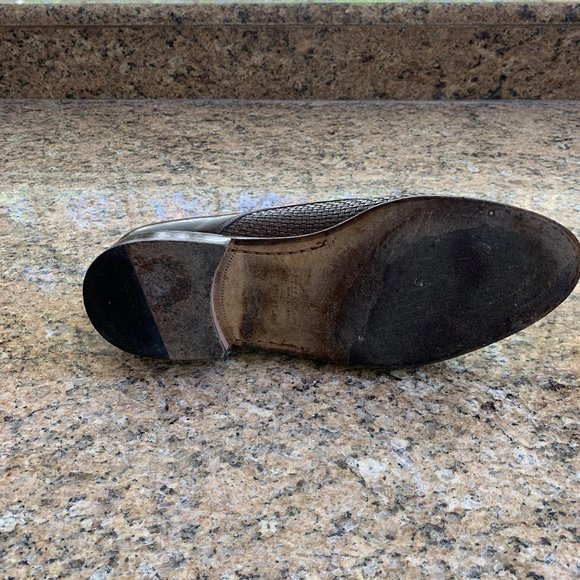 Vintage Bally Brown Leather Basket Weave Loafers